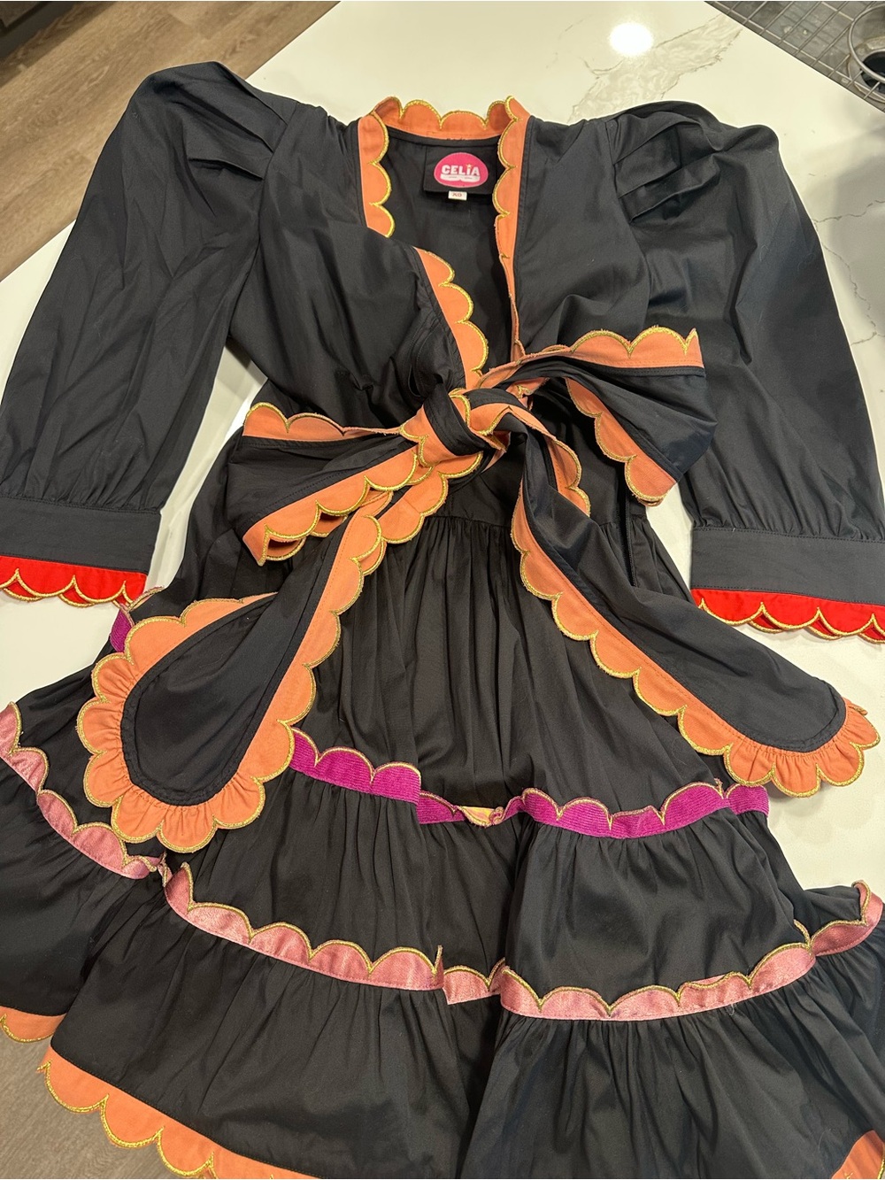 CeliaB Black Scallop-Trim Dress